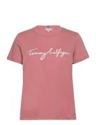 Tommy Hilfiger Reg C-Nk Signature Tee Ss Rosa