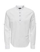 ONLY & SONS Onscaiden Ls Halfplackt Linen Shirt Noos Vit