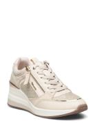 Women Lace-Up Låga Sneakers Cream Tamaris