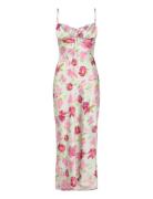 Gina Tricot Gathered Bust Midi Strap Dress Multi/patterned