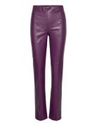 Slkaylee Straight Pants Bottoms Trousers Leather Leggings-Byxor Purple...