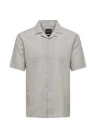 ONLY & SONS Onscaiden Ss Solid Resort Linen Shirt Grå