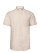 Reg Linen Ss Shirt Tops Shirts Short-sleeved Beige GANT