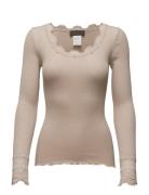 Rosemunde Rwbenita Ls O-Neck Lace T-Shirt Beige