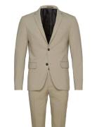 Lindbergh Plain Mens Suit - Normal Length Beige