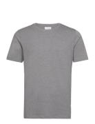 Mouliné O-Neck Tee S/S Tops T-shirts Short-sleeved Grey Lindbergh