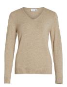 Vila Viril V-Neck L/S Knit Top - Noos Beige