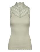 Rosemunde Silk Top W/ Lace Khaki Green