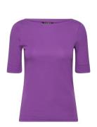 Lauren Ralph Lauren Stretch Cotton Boatneck Tee Lila