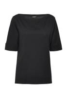 Lauren Ralph Lauren Stretch Cotton Boatneck Tee Svart