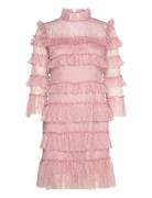 Malina Carmine Frill Lace Mini Dress Rosa