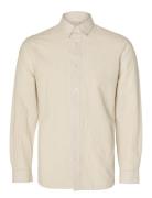 Selected Homme Slhslimnew-Linen Shirt Ls W Beige