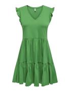 ONLY Onlmay Cap Sleeves Frill Dress Grön