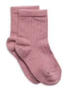 Cotton Rib Socks Sockor Strumpor Pink Mp Denmark