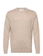 Selected Homme Slhtown Merino Coolmax Knit Crew Noos Beige