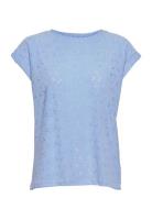 Fqblond-Tee-Flower Tops T-shirts & Tops Short-sleeved Blue FREE/QUENT