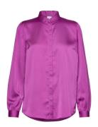 Vila Viellette Satin L/S Shirt - Noos Lila