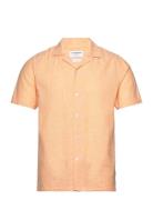 Casual Linen Blend Resort S/S Tops Shirts Short-sleeved Orange Lindber...