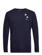 Mel Patches Ls Tops T-shirts Long-sleeved Navy Double A By Wood Wood