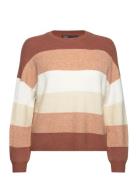 ONLY Onlatia L/S Stripe Pullover Knt Noos Brun