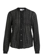 Vila Vichikka Lace L/S Shirt- Noos Svart