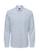 ONLY & SONS Onscaiden Ls Stripe Linen Shirt 6601Noos Blå