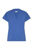Fqyrsa-Bl Tops Blouses Short-sleeved Blue FREE/QUENT