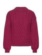 Vila Vichinti O-Neck Cable Knit Top-Noos Röd