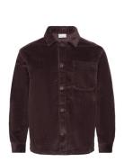 Stretched 8-Wales Corduroy Overshir Tops Overshirts Burgundy Knowledge...