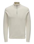 ONLY & SONS Onsphil Reg 12 Struc Half Zip Knit Noos Kräm