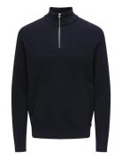 ONLY & SONS Onsphil Reg 12 Struc Half Zip Knit Noos Marinblå