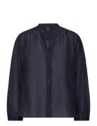 GANT Rel Cotton Silk Blouse Blå