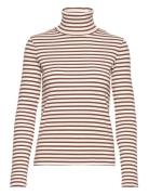 Slim Striped Rib Turtleneck Tops Knitwear Turtleneck Brown GANT