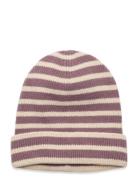 Bergen Striped Beanie Accessories Headwear Hats Beanie Purple Mp Denma...