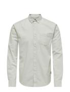 ONLY & SONS Onsremy Ls Reg Wash Oxford Shirt Grå