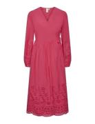 Yasluma Ls Long Wrap Dress S. Noos Knälång Klänning Pink YAS