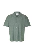 Selected Homme Slhrelaxnew-Linen Shirt Ss Resort Grön