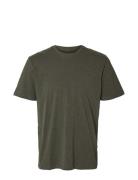 Selected Homme Slhaspen Slub Ss O-Neck Tee Noos Grön