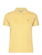 Slim Sheild Cap Sleeve Pique Polo Tops T-shirts & Tops Polos Yellow GA...