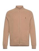 Polo Ralph Lauren Textured Cotton Full-Zip Sweater Beige