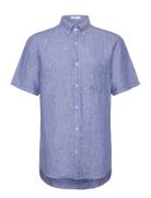 Reg Linen Ss Shirt Tops Shirts Short-sleeved Blue GANT