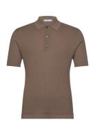 Mango Knit Cotton Polo Shirt Brun