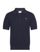 GANT Structured Cotton Ss Polo Marinblå