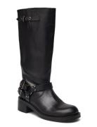 Bianco Biaharper Biker Boot Pull Up Leather Svart