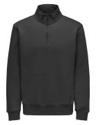 ONLY & SONS Onsconnor Reg 1/4 Zip Sweat Svart