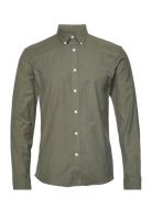 Lindbergh Yarn Dyed Oxford Superflex Shirt L/ Khaki Green