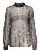 Mango Sheer Printed Blouse Svart