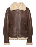 Mango Vintage-Effect Shearling Jacket Brun