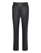 Mango Leather-Effect Trousers With Belt Svart