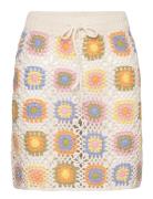 Mango Crochet Mini Skirt Beige